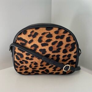 Talbots Leopard Leather And Calf Hair Crossbody Bag
